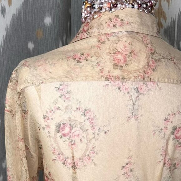 Ralph Lauren Spring 2003 Runway Collection Wallpaper Floral Mesh Knit Blouse - Picture 4 of 15